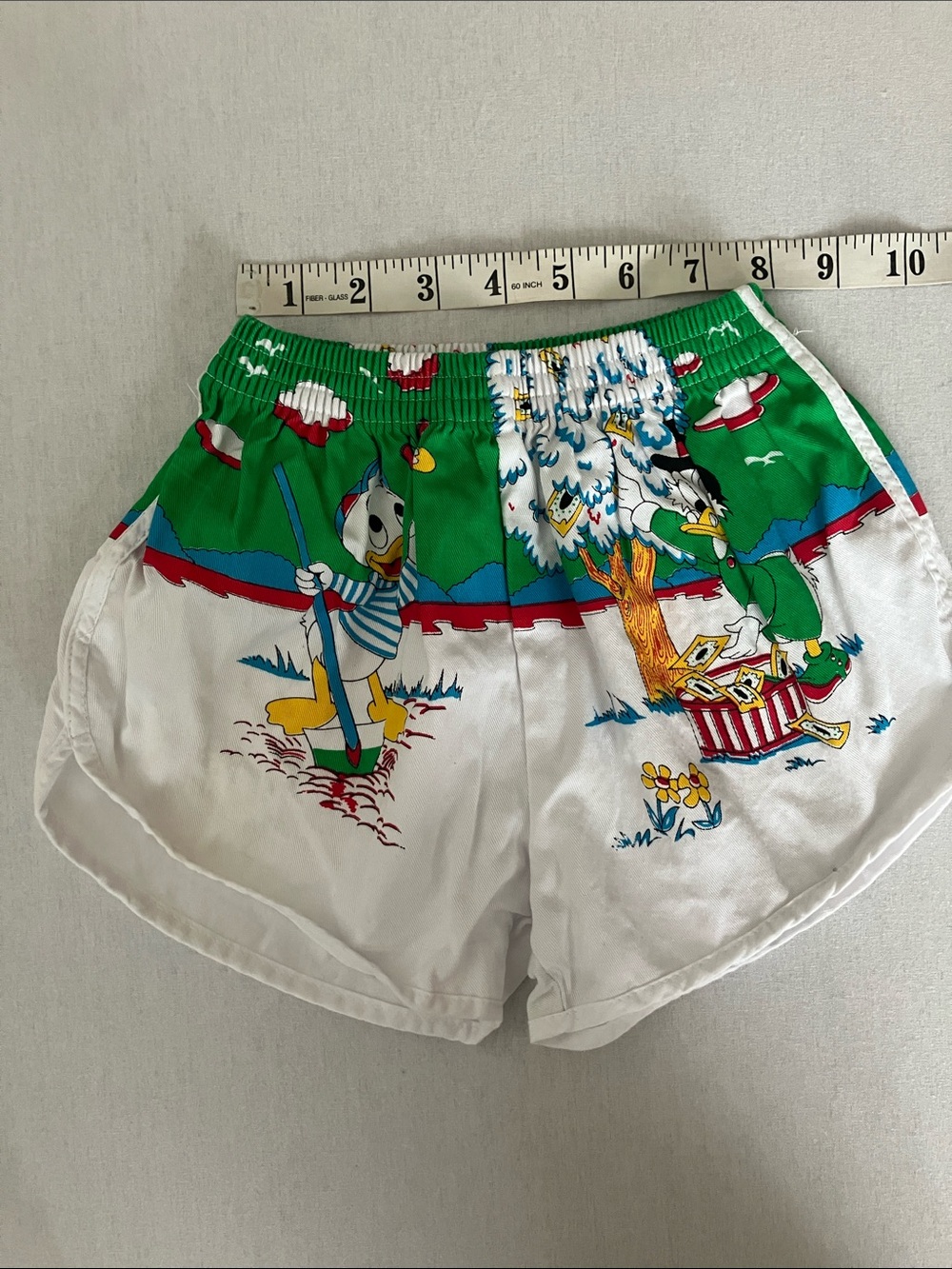 Vintage Kids Cartoon Shorts in White, Green & Yellow - Picture 6 of 7